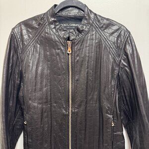 Dolce & Gabbana Men's Black Leather Jacket Size 48 (M)